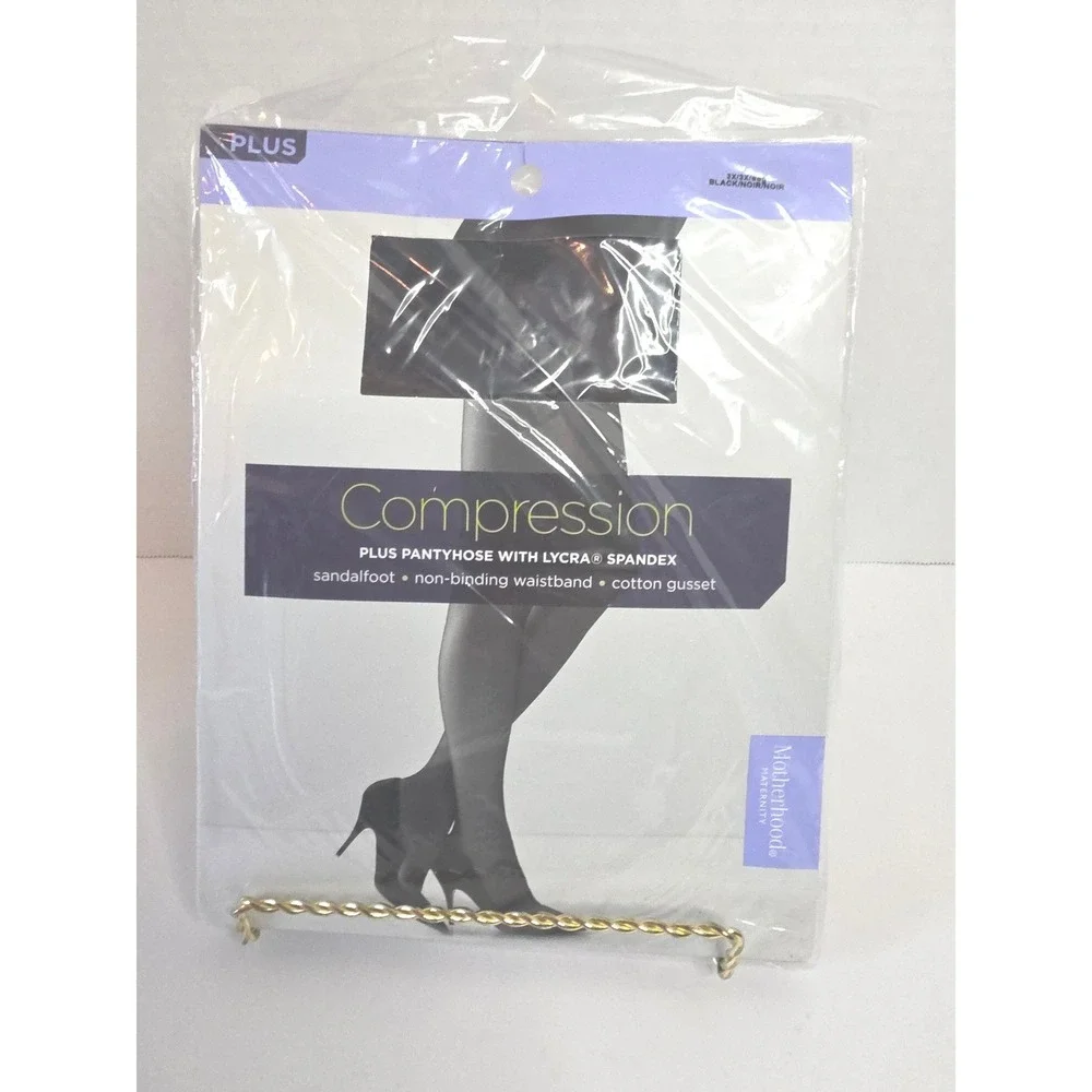Motherhood Maternity Compression‎ Plus Pantyhose 3X Black Lycra Spandex Sandalft